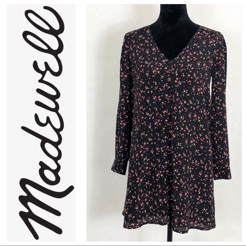 Madewell + Sezane Black Floral Dress